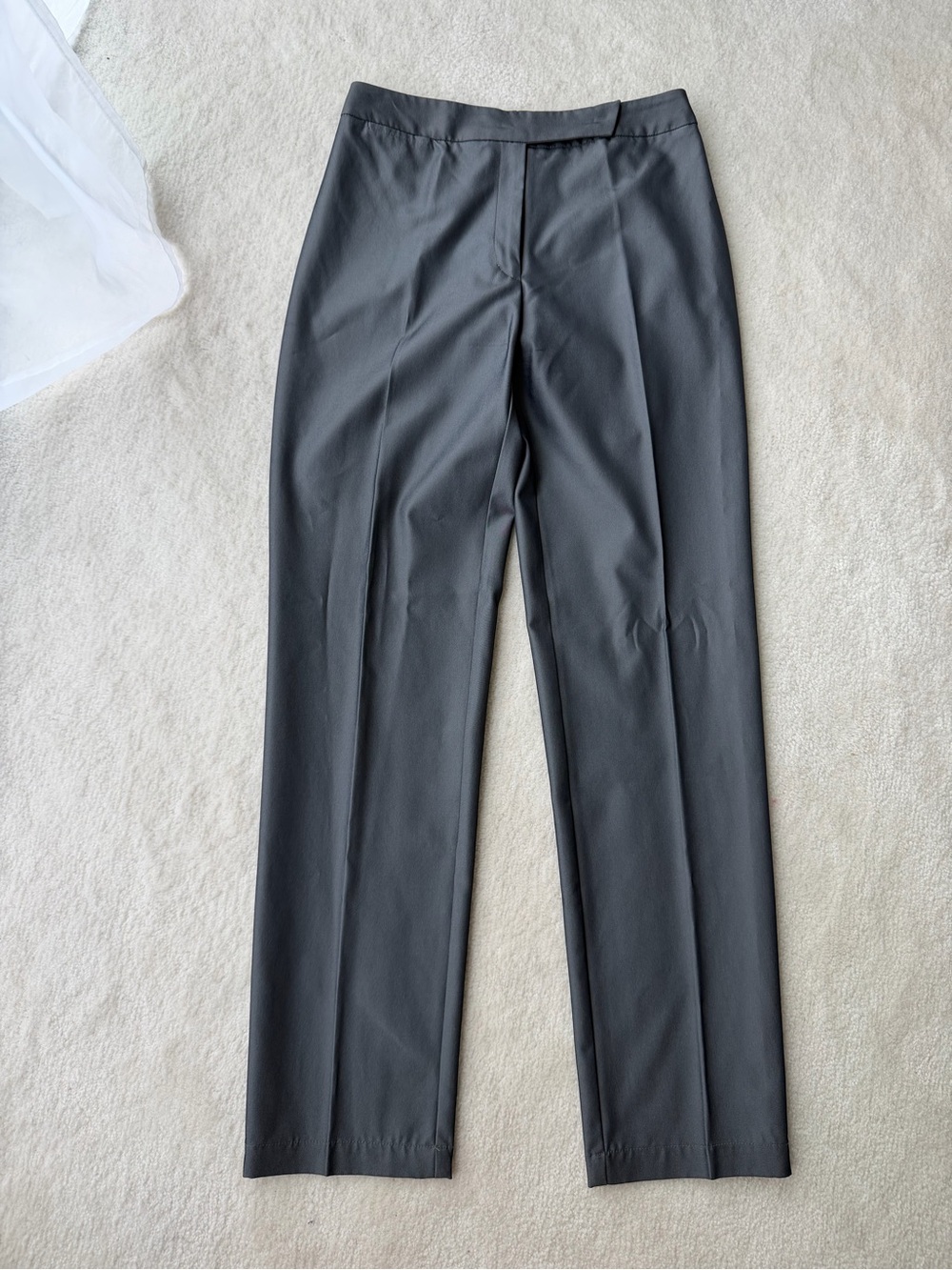 BCBG Maxazria Charcoal Grey Shiny Straight-Leg Dress Pants